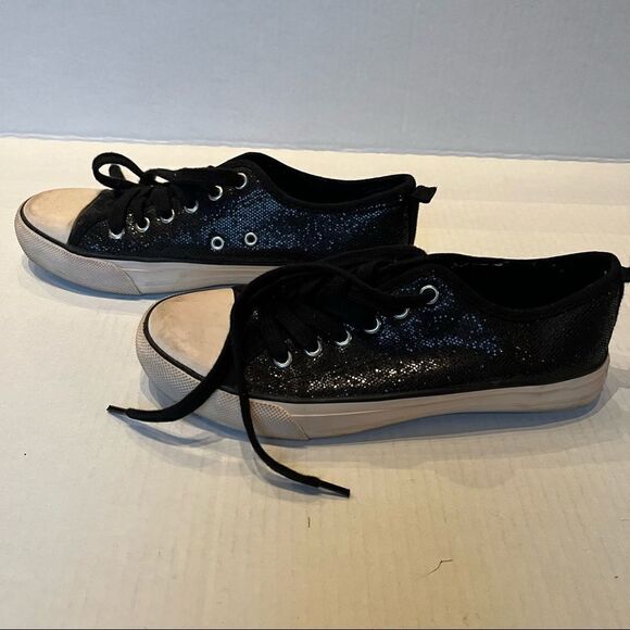 American Eagle Outfitters sneakers black sparkly Size 8 Very good condition - Picture 3 of 8